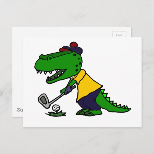 Funny Alligator die Golf speelt Briefkaart (Voorkant / Achterkant)