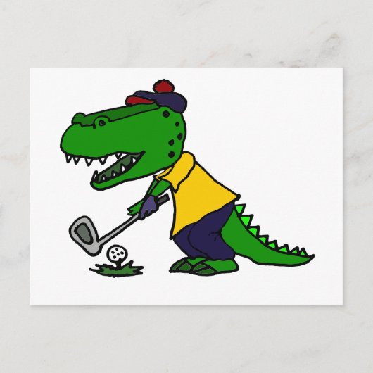 Funny Alligator die Golf speelt Briefkaart (Voorkant)