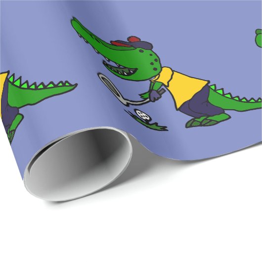 Funny Alligator die Golf speelt Cadeaupapier (Rol Hoek)