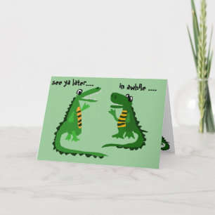 Funny Alligator die praat met Crocodile Kaart