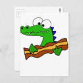 Funny Alligator Eating Bacon Artwork Briefkaart (Voorkant / Achterkant)