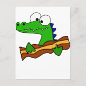 Funny Alligator Eating Bacon Artwork Briefkaart (Voorkant)