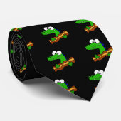 Funny Alligator Eating Bacon Artwork Stropdas (Opgerold)