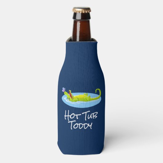 Funny Alligator Hot Tub Toddy Flesjeskoeler (Fles Voorkant)