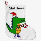 Funny Alligator in Santa hat Kerstkunst Grote Kerstsok (Voorkant)