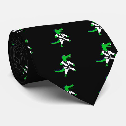 Funny Alligator Karate Art Stropdas (Opgerold)