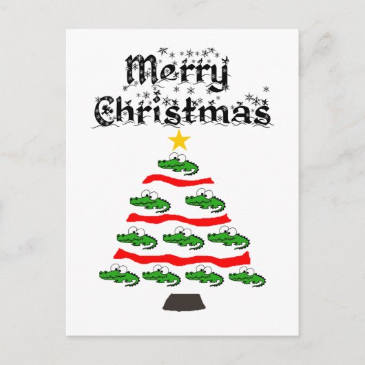 Funny Alligator Kerstboom Cartoon Briefkaart (Voorkant)