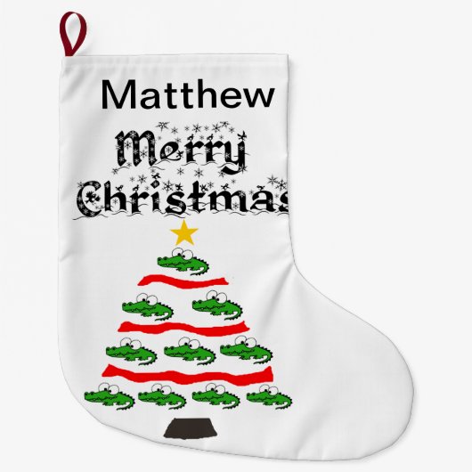 Funny Alligator Kerstboom Cartoon Grote Kerstsok (Voorkant)