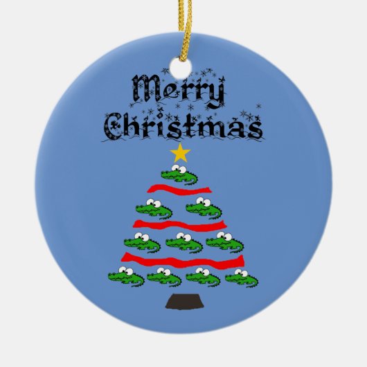 Funny Alligator Kerstboom Cartoon Keramisch Ornament (Voorkant)
