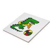 Funny Alligator op het strand Cartoon Tegeltje (Zijkant)