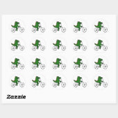 Funny Alligator Riding Bicycle Cartoon Ronde Sticker (Vel)