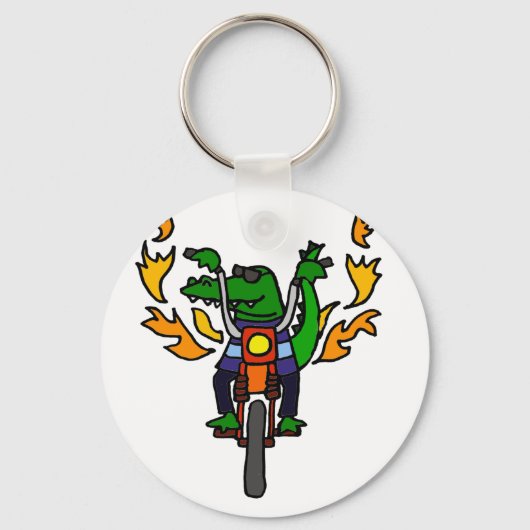 Funny Alligator Riding Motorcycle Sleutelhanger (Voorkant)