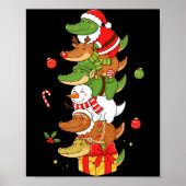 Funny Alligator Santa Elf Snowman Christmas Womens Poster (Voorkant)