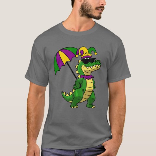 Funny Alligator Wearing Jester And Sunglasses Funn T-shirt (Voorkant)