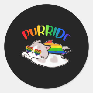 Funny Ally Cat Purride LGBTQ Gay Pride Regenboog K Ronde Sticker