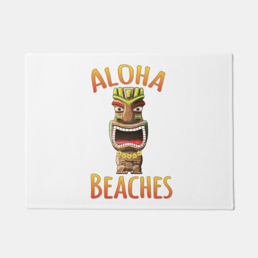 Funny Aloha Beaches Hawaiian Tiki Deurmat (Voorkant)