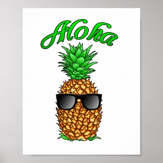 Funny Aloha Hawaiian Pineapple Poster (Voorkant)