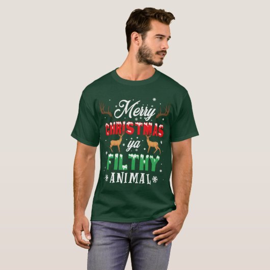 Funny Alone At Home Movies Merry Christmas Animal  T-shirt (Voorkant volledig)