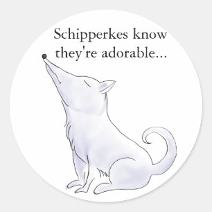 Funny Aloof Schipperke Dog Cartoon Ronde Sticker