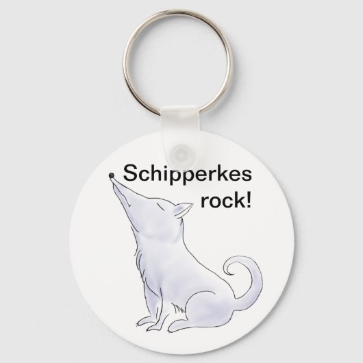 Funny Aloof Schipperke Dog Cartoon Sleutelhanger (Voorkant)