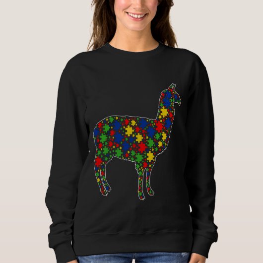Funny Alpaca Animals Puzzle Pieces Autism Awarenes Trui (Voorkant)