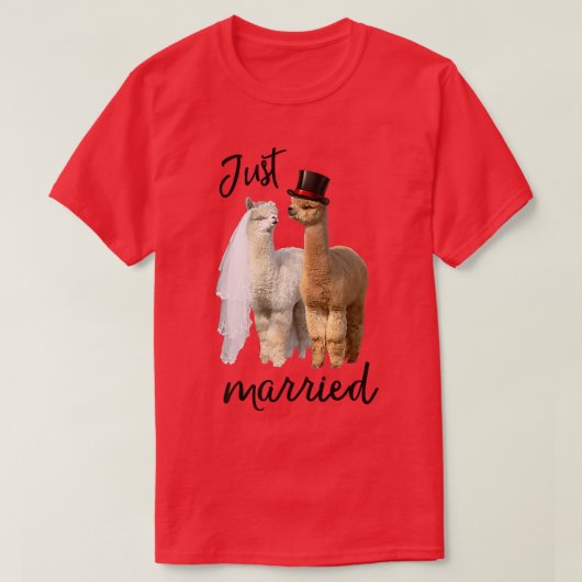 Funny Alpaca Bride en Groom Wedding T-shirt (Design voorkant)