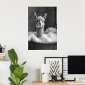 Funny Alpaca Bubble Bath Art, Bathroom Print (Thuiskantoor)