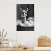 Funny Alpaca Bubble Bath Art, Bathroom Print (Keuken)