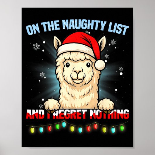 Funny Alpaca Christmas Santa Hat Xmas Men Women Ki Poster (Voorkant)