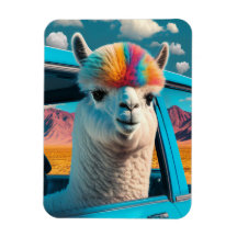 Funny Alpaca in een auto Art Flexible Magnet