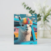 Funny Alpaca in een Briefkaart voor de auto-kunst (Staand voorkant)