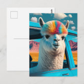 Funny Alpaca in een Briefkaart voor de auto-kunst (Voorkant / Achterkant)