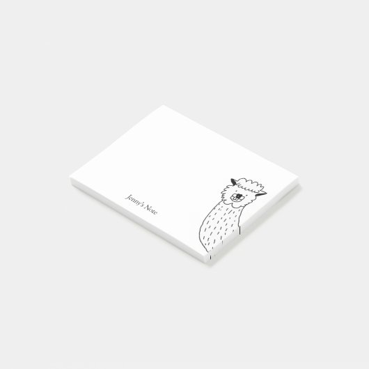 Funny Alpaca llama Illustratie Aangepaste naam Post-it® Notes (Schuin)