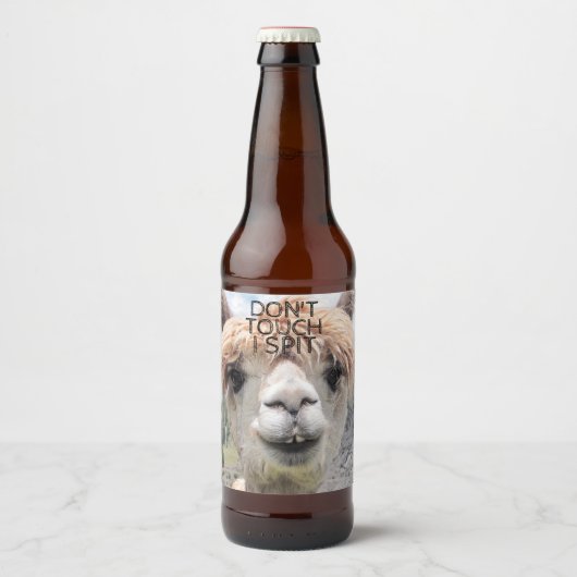 Funny Alpaca Llama Raak me niet aan Bier Etiket (Voorkant)