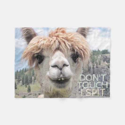 Funny Alpaca Llama raak me niet aan Fleece Deken (Voorkant (Horizontaal))