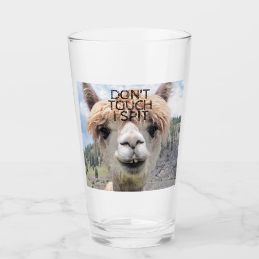 Funny Alpaca Llama raak me niet aan Glas (Voorkant)