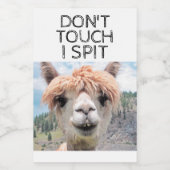 Funny Alpaca Llama Raak me niet aan Wijn Etiket (Enkel label)