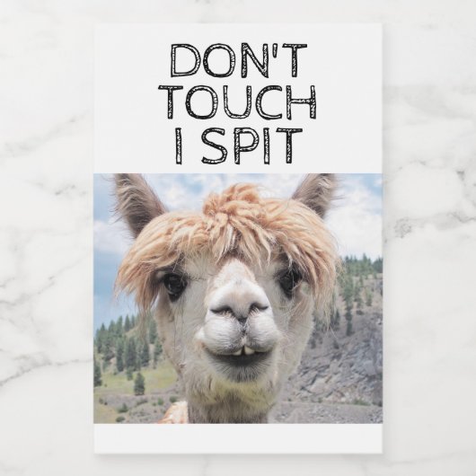Funny Alpaca Llama Raak me niet aan Wijn Etiket (Enkel label)