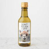 Funny Alpaca Llama Raak me niet aan Wijn Etiket (Voorkant)