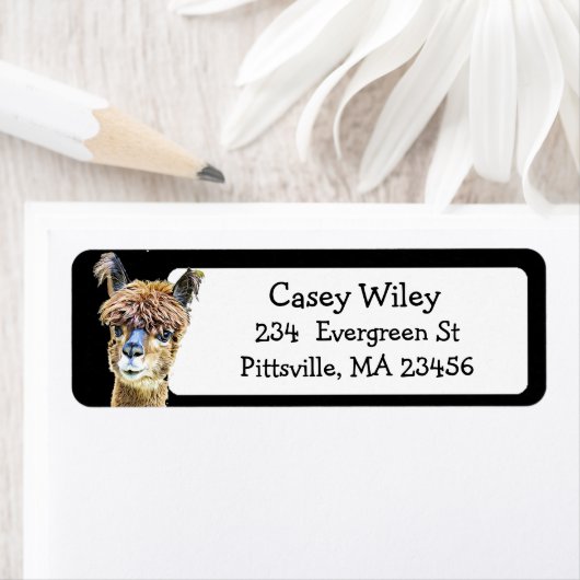 Funny Alpaca Llama zwart Etiket (Insitu)