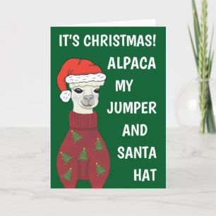 Funny Alpaca Pun Merry-kerstkaart Feestdagen Kaart