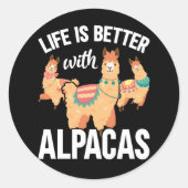 Funny Alpaca Ronde Sticker (Voorkant)