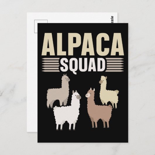 Funny Alpaca Squad Dierenvriend Briefkaart (Voorkant / Achterkant)