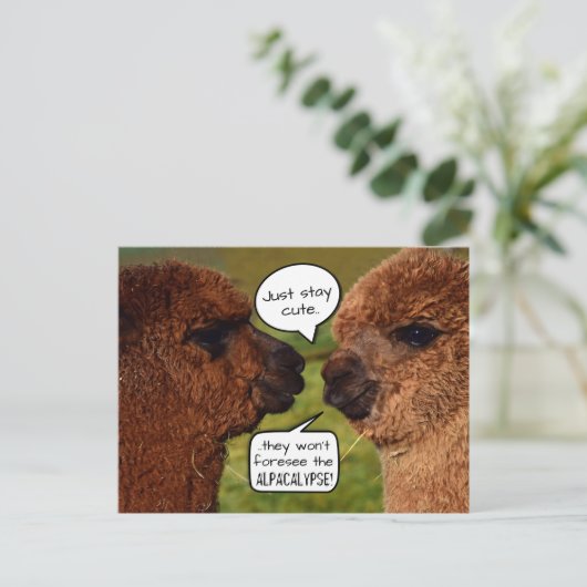 Funny Alpacalypse Scheming Briefkaart (Staand voorkant)