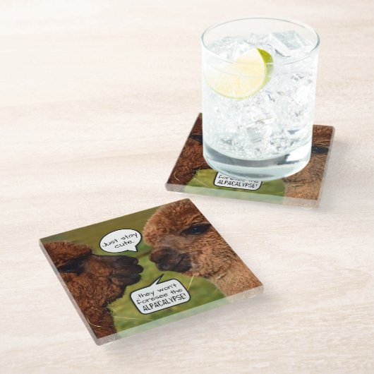 Funny Alpacalypse Scheming Glazen Onderzetter (Schuin)