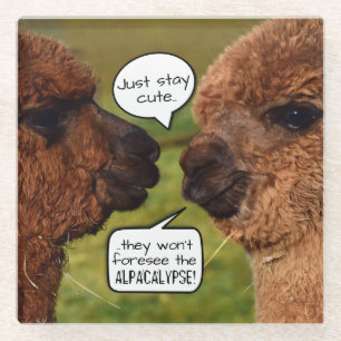 Funny Alpacalypse Scheming Glazen Onderzetter