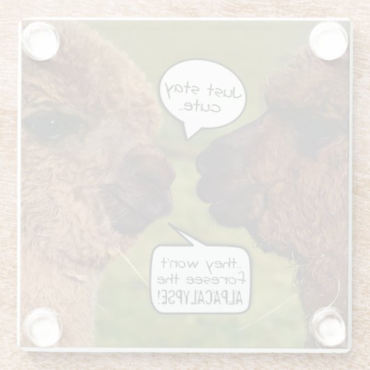 Funny Alpacalypse Scheming Glazen Onderzetter (Achterkant)