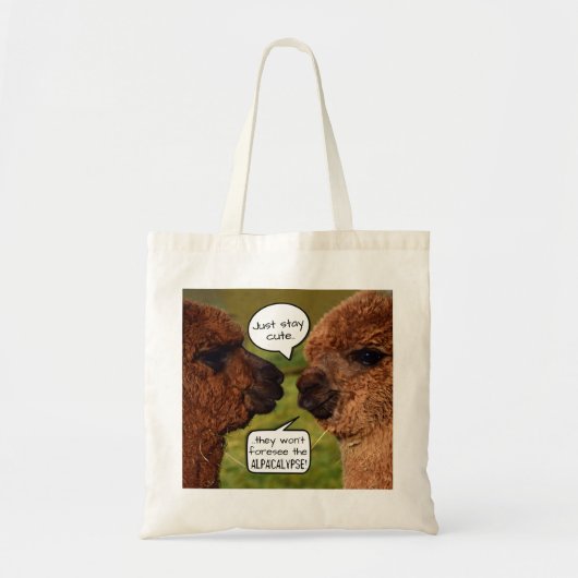 Funny Alpacalypse Scheming Tote Bag (Voorkant)