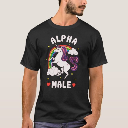 Funny Alpha Male Unicorn Rainbow funny T-shirt (Voorkant)