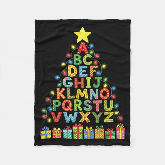 Funny Alphabet Christmas Tree Graphic Abc A-z Teac Fleece Deken (Voorkant)